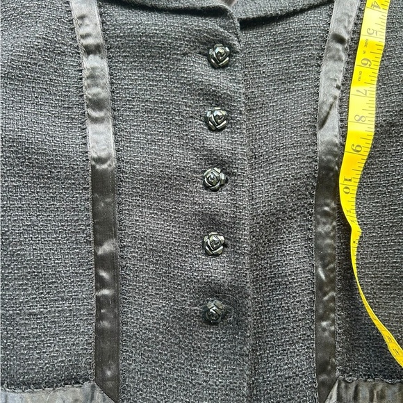 Rebecca Taylor Tweed Black Blazer Career Size 6 Preppy Academia Business Causal - Picture 9 of 12